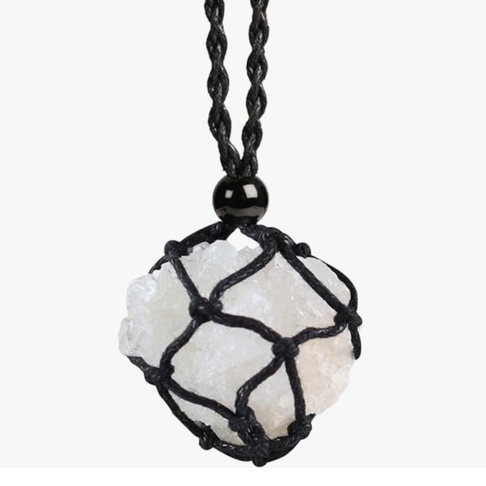 Black white agate geode boho minimalist necklace gothic corset natural stone new